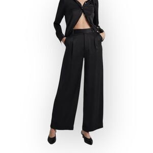 Madewell Harlow Silk Black Wide-Leg Trousers